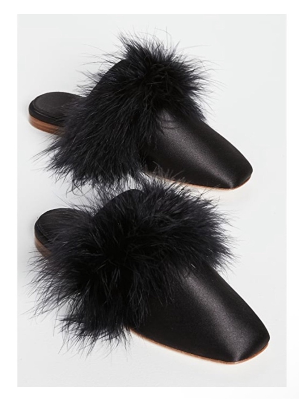SLEEPER Manon Mules w/ Detachable Feathers in Black EU 38 US 8.5